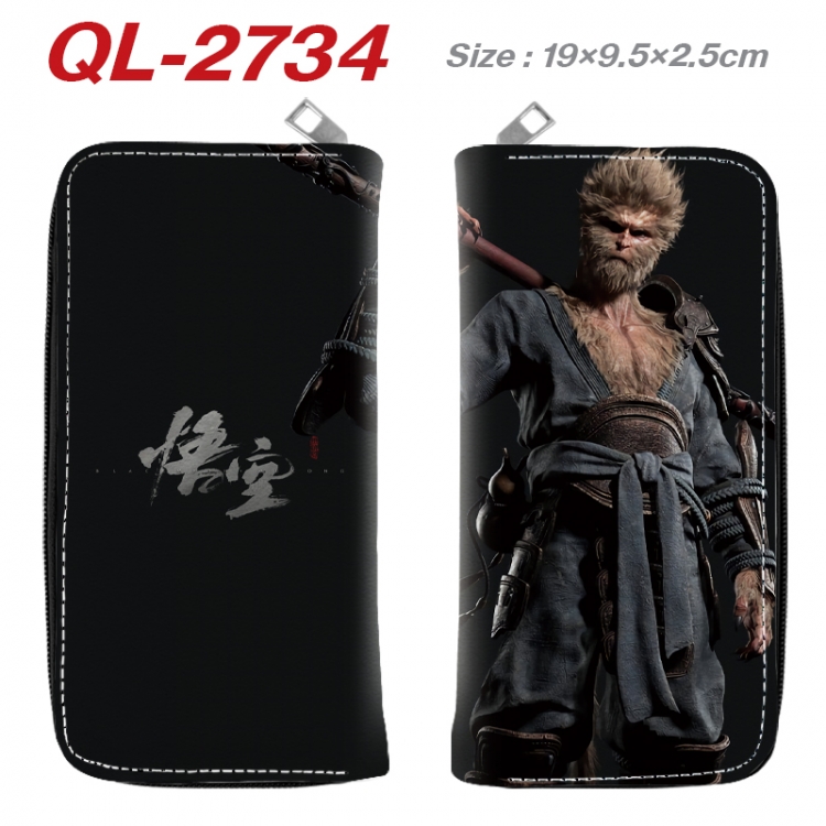 Black Myth Anime peripheral PU leather full-color long zippered wallet 19.5x9.5x2.5cm  QL-2734