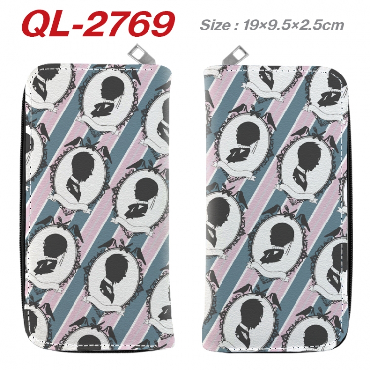 Kuroshitsuji Anime peripheral PU leather full-color long zippered wallet 19.5x9.5x2.5cm QL-2769