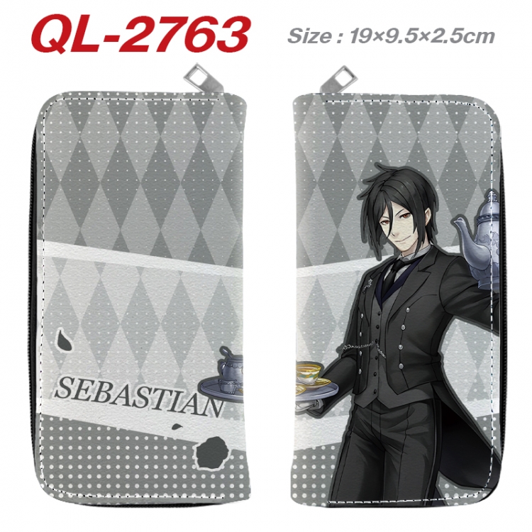 Kuroshitsuji Anime peripheral PU leather full-color long zippered wallet 19.5x9.5x2.5cm QL-2763