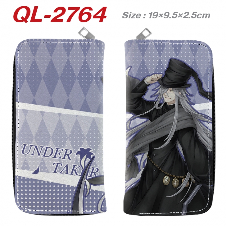 Kuroshitsuji Anime peripheral PU leather full-color long zippered wallet 19.5x9.5x2.5cm QL-2764