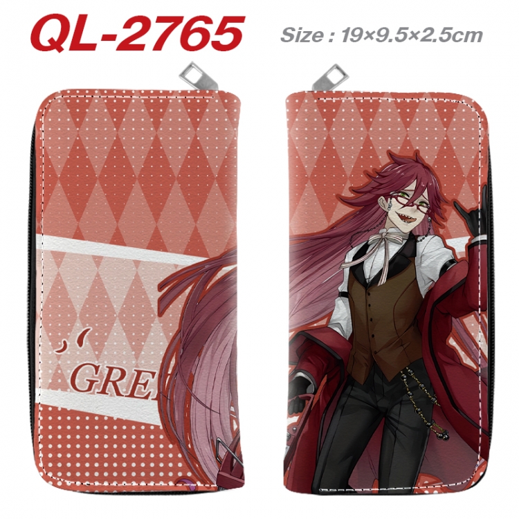 Kuroshitsuji Anime peripheral PU leather full-color long zippered wallet 19.5x9.5x2.5cm QL-2765