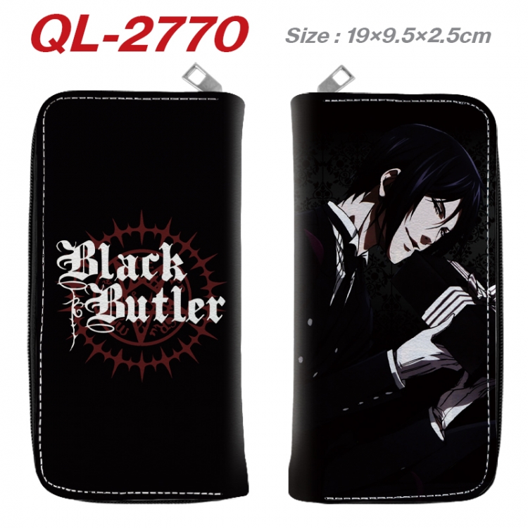 Kuroshitsuji Anime peripheral PU leather full-color long zippered wallet 19.5x9.5x2.5cm QL-2770