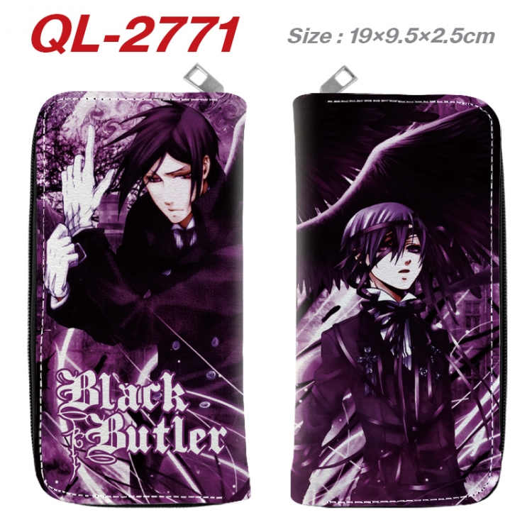 Kuroshitsuji Anime peripheral PU leather full-color long zippered wallet 19.5x9.5x2.5cm QL-2771