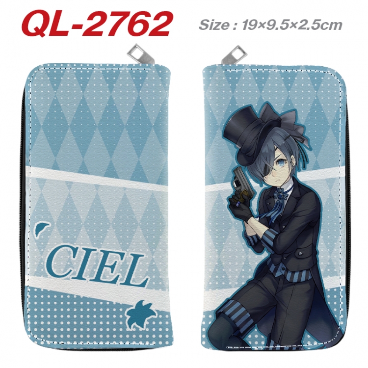 Kuroshitsuji Anime peripheral PU leather full-color long zippered wallet 19.5x9.5x2.5cm QL-2762