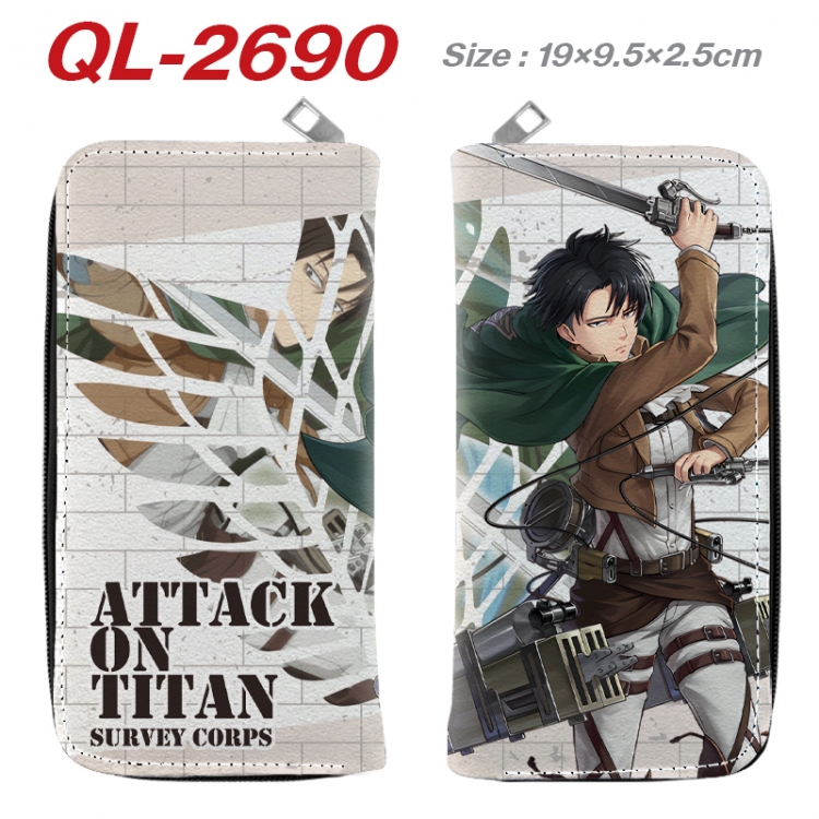 Shingeki no Kyojin Anime peripheral PU leather full-color long zippered wallet 19.5x9.5x2.5cm QL-2690