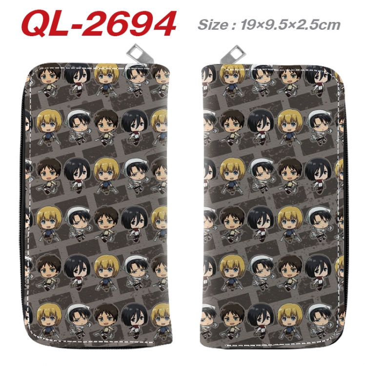 Shingeki no Kyojin Anime peripheral PU leather full-color long zippered wallet 19.5x9.5x2.5cm QL-2694