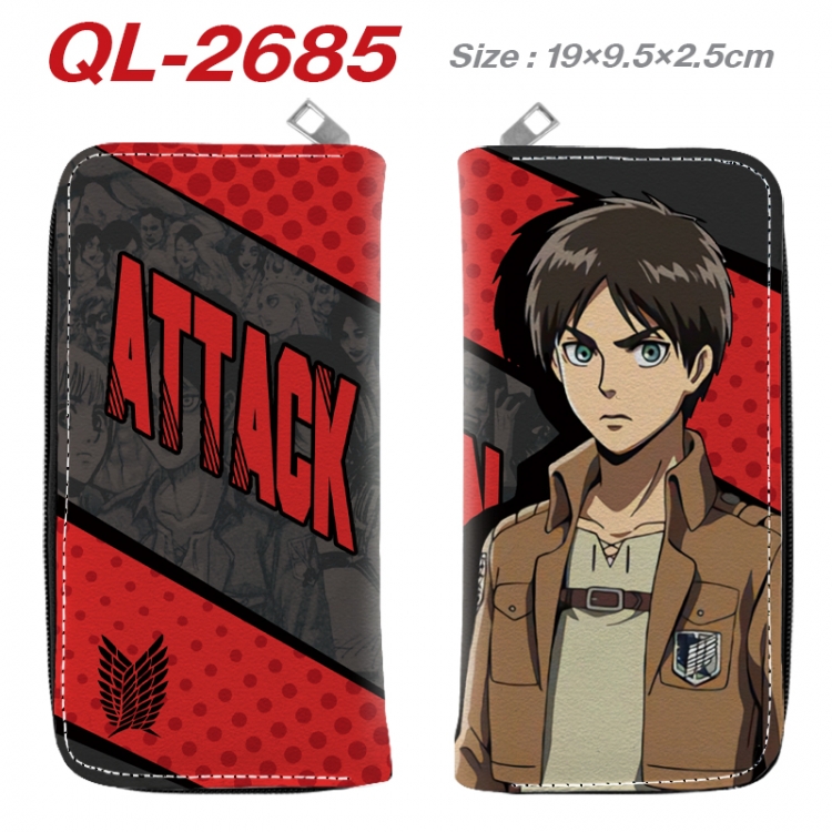 Shingeki no Kyojin Anime peripheral PU leather full-color long zippered wallet 19.5x9.5x2.5cm QL-2685