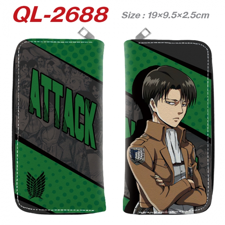 Shingeki no Kyojin Anime peripheral PU leather full-color long zippered wallet 19.5x9.5x2.5cm QL-2688