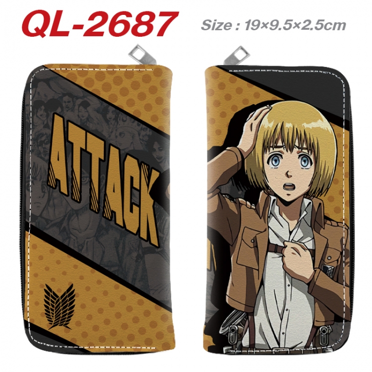 Shingeki no Kyojin Anime peripheral PU leather full-color long zippered wallet 19.5x9.5x2.5cm QL-2687