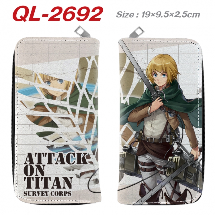 Shingeki no Kyojin Anime peripheral PU leather full-color long zippered wallet 19.5x9.5x2.5cm QL-2692