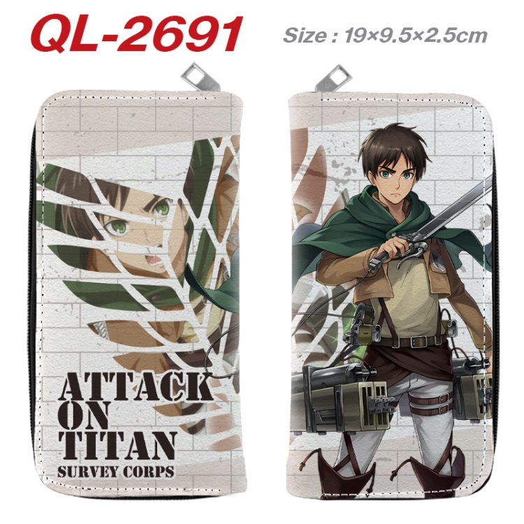 Shingeki no Kyojin Anime peripheral PU leather full-color long zippered wallet 19.5x9.5x2.5cm QL-2691