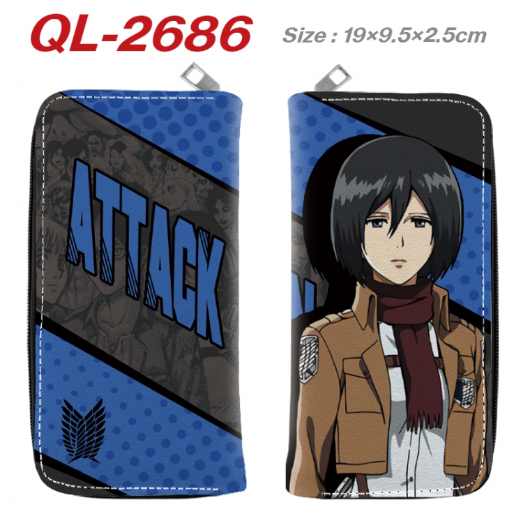 Shingeki no Kyojin Anime peripheral PU leather full-color long zippered wallet 19.5x9.5x2.5cm QL-2686