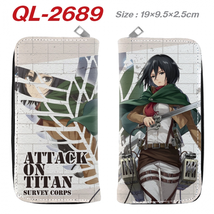 Shingeki no Kyojin Anime peripheral PU leather full-color long zippered wallet 19.5x9.5x2.5cm QL-2689