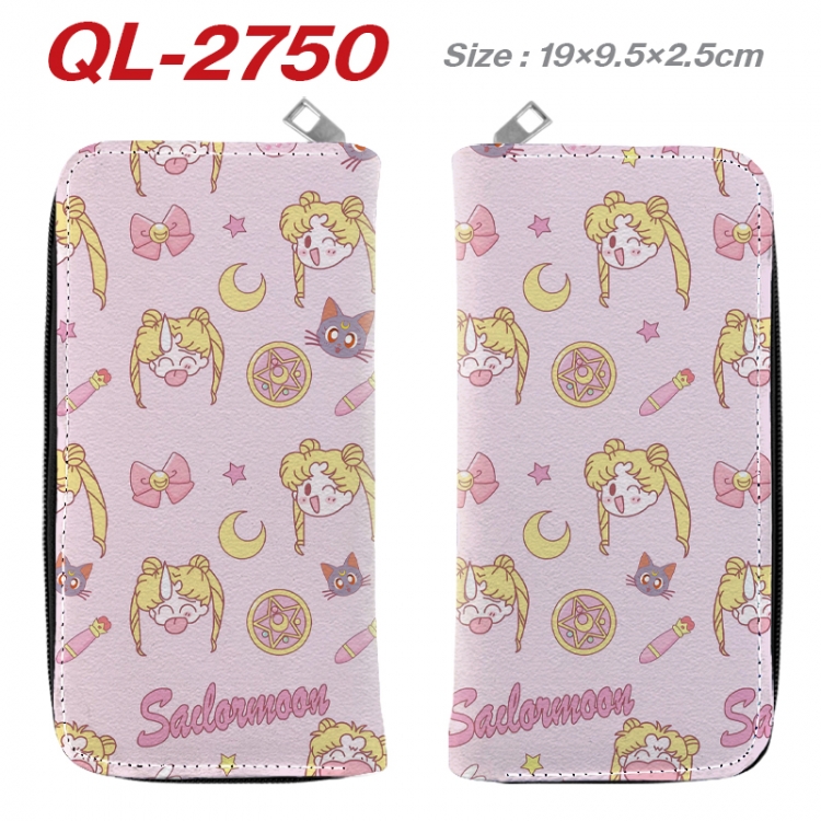 sailormoon Anime peripheral PU leather full-color long zippered wallet 19.5x9.5x2.5cm QL-2750