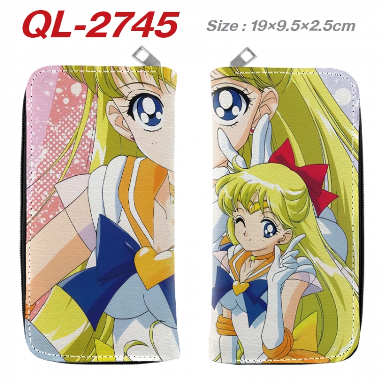 sailormoon Anime peripheral PU leather full-color long zippered wallet 19.5x9.5x2.5cm QL-2745