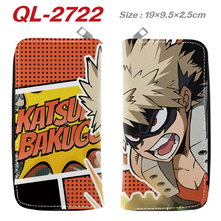 My Hero Academia Anime peripheral PU leather full-color long zippered wallet 19.5x9.5x2.5cm QL-2722