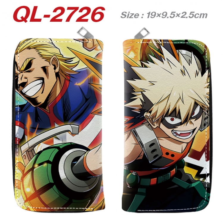 My Hero Academia Anime peripheral PU leather full-color long zippered wallet 19.5x9.5x2.5cm QL-2726