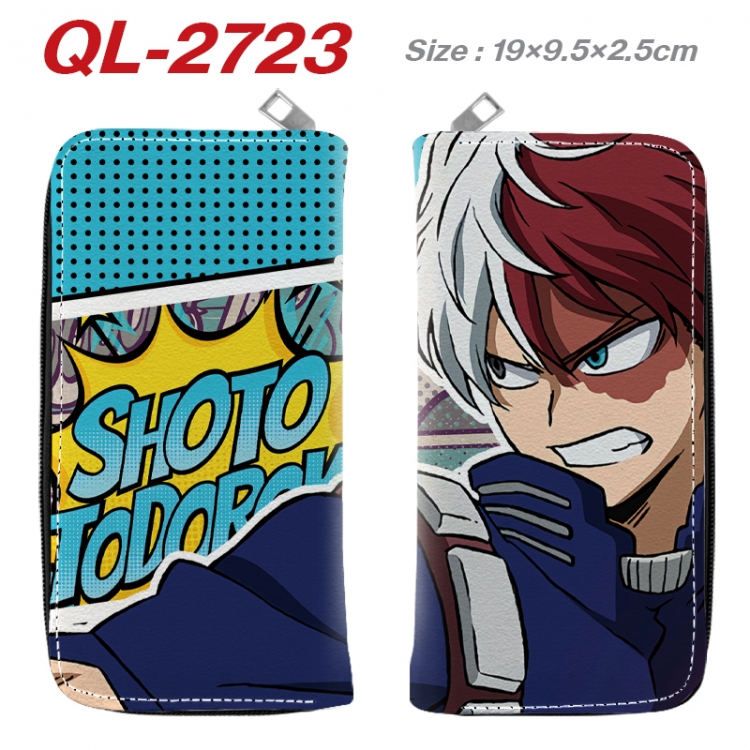 My Hero Academia Anime peripheral PU leather full-color long zippered wallet 19.5x9.5x2.5cm  QL-2723