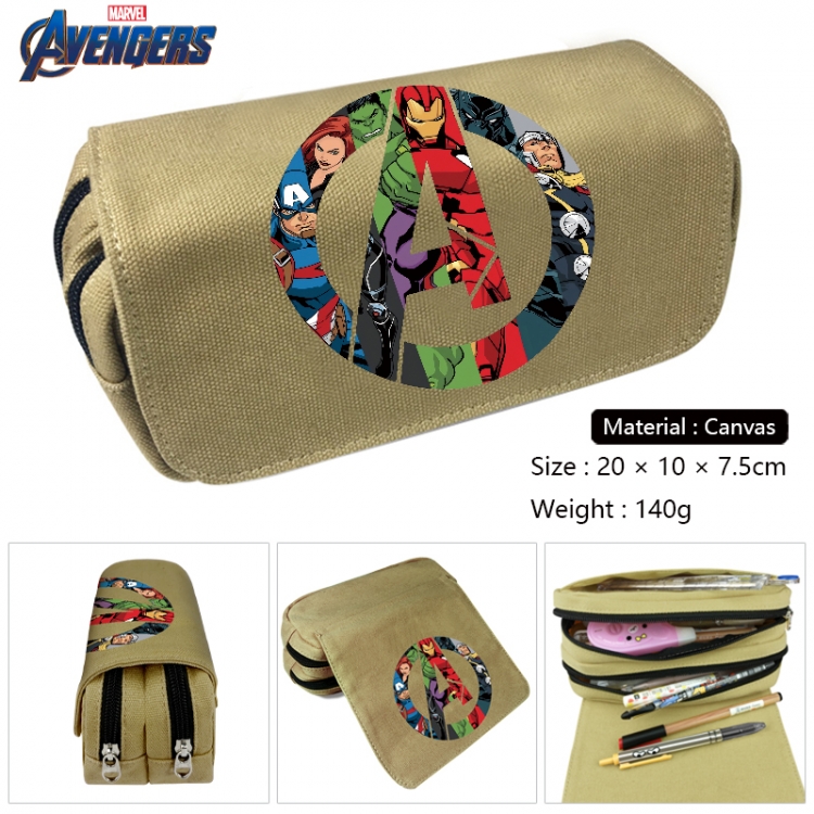 superhero Anime Multi-Function Double Zipper Canvas Cosmetic Bag Pen Case 20x10x7.5cm