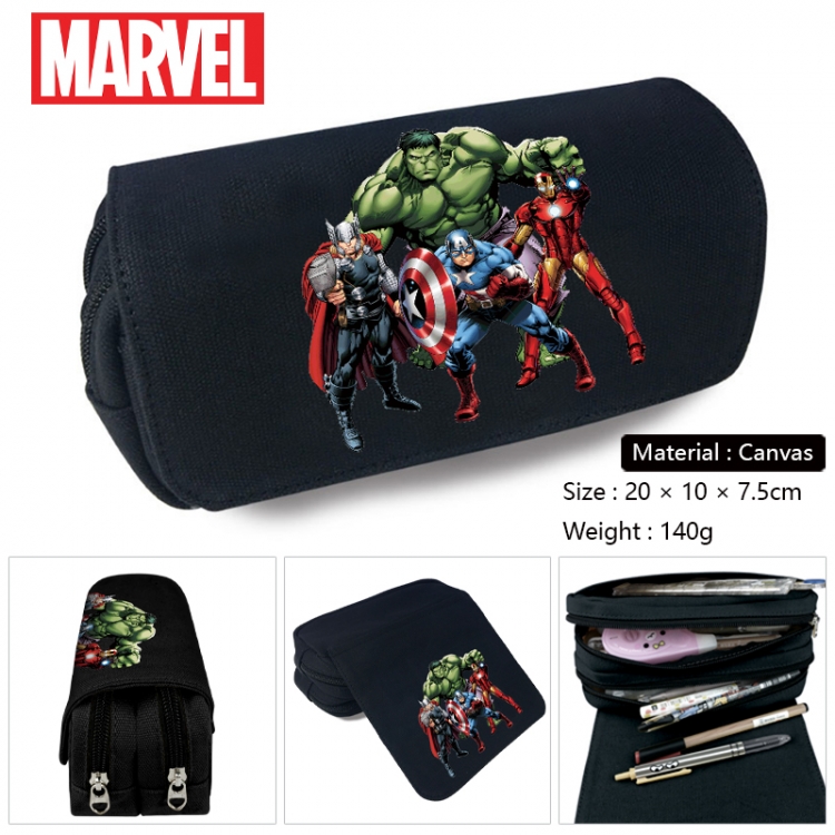 superhero Anime Multi-Function Double Zipper Canvas Cosmetic Bag Pen Case 20x10x7.5cm