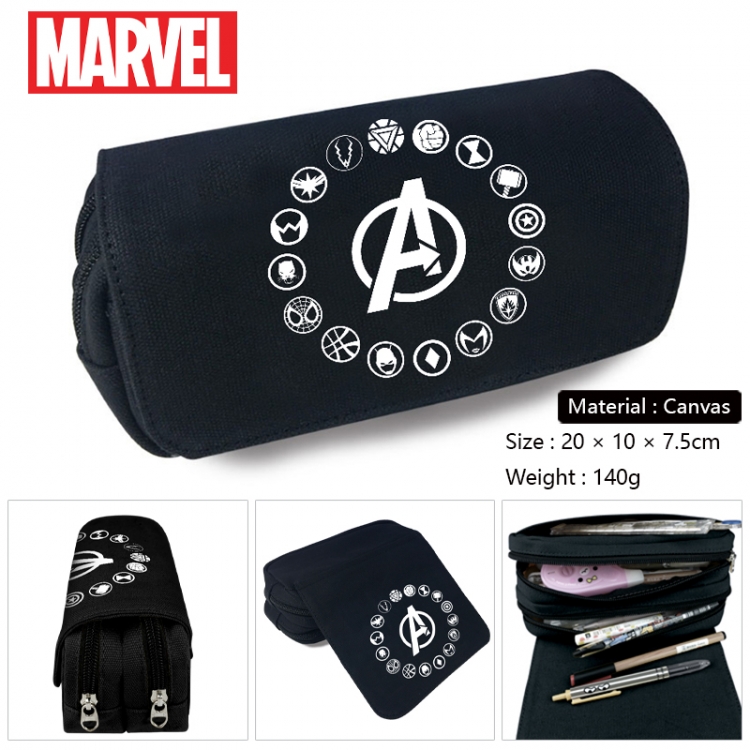 superhero Anime Multi-Function Double Zipper Canvas Cosmetic Bag Pen Case 20x10x7.5cm