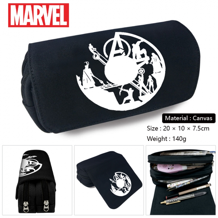 superhero Anime Multi-Function Double Zipper Canvas Cosmetic Bag Pen Case 20x10x7.5cm