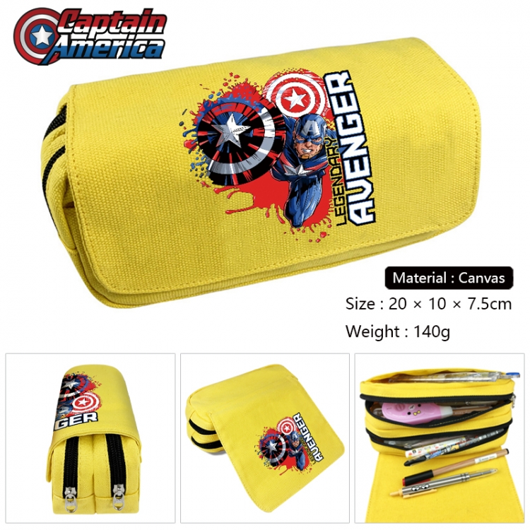 superhero Anime Multi-Function Double Zipper Canvas Cosmetic Bag Pen Case 20x10x7.5cm