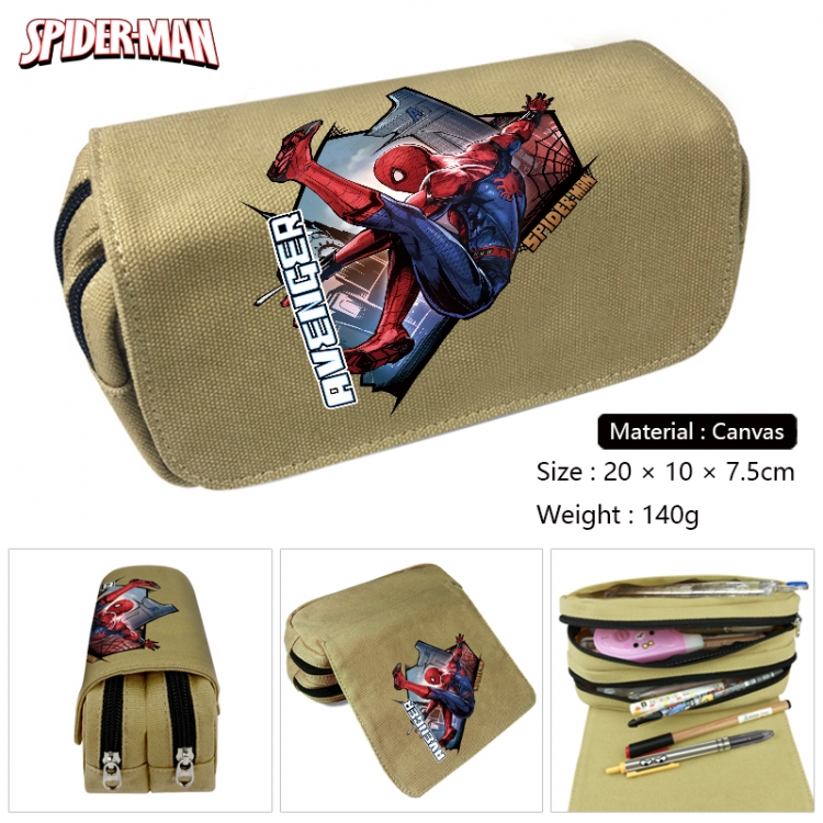 superhero Anime Multi-Function Double Zipper Canvas Cosmetic Bag Pen Case 20x10x7.5cm