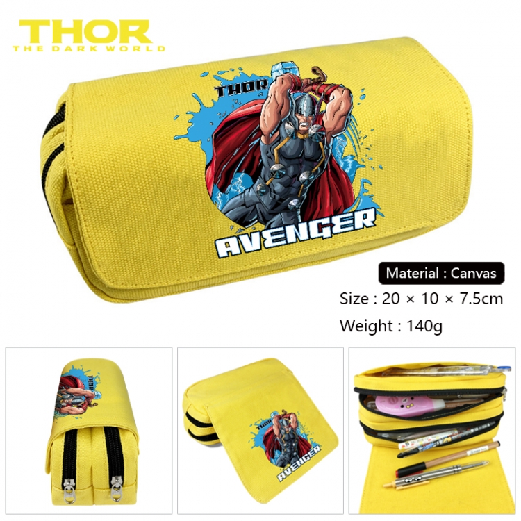 superhero Anime Multi-Function Double Zipper Canvas Cosmetic Bag Pen Case 20x10x7.5cm