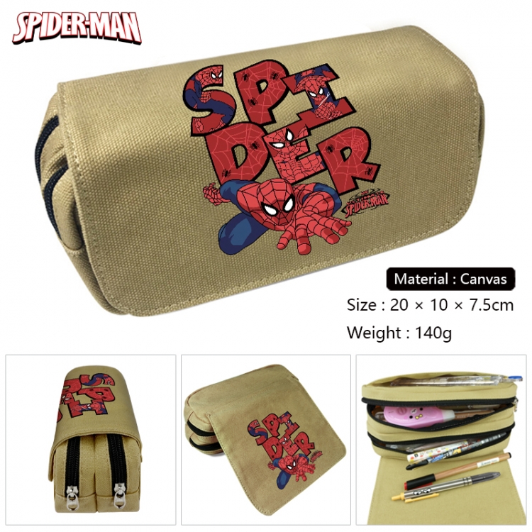 superhero Anime Multi-Function Double Zipper Canvas Cosmetic Bag Pen Case 20x10x7.5cm