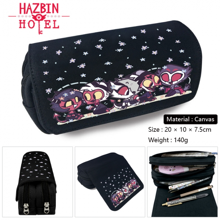 Hazbin Hotel Anime Multi-Function Double Zipper Canvas Cosmetic Bag Pen Case 20x10x7.5cm