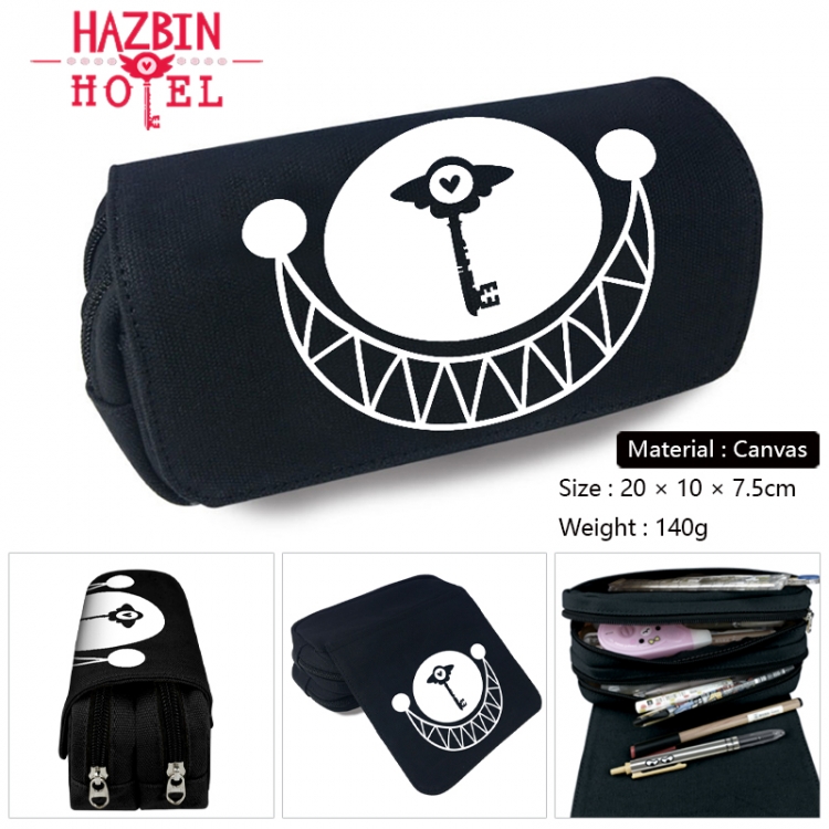 Hazbin Hotel Anime Multi-Function Double Zipper Canvas Cosmetic Bag Pen Case 20x10x7.5cm