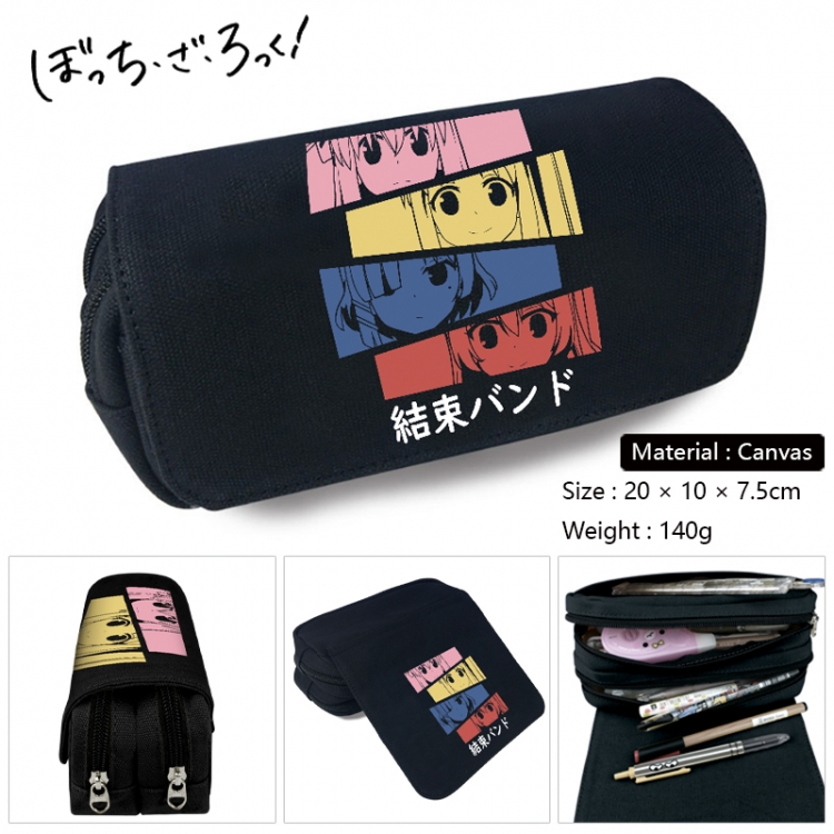 BOCCHI THE ROCK! Anime Multi-Function Double Zipper Canvas Cosmetic Bag Pen Case 20x10x7.5cm