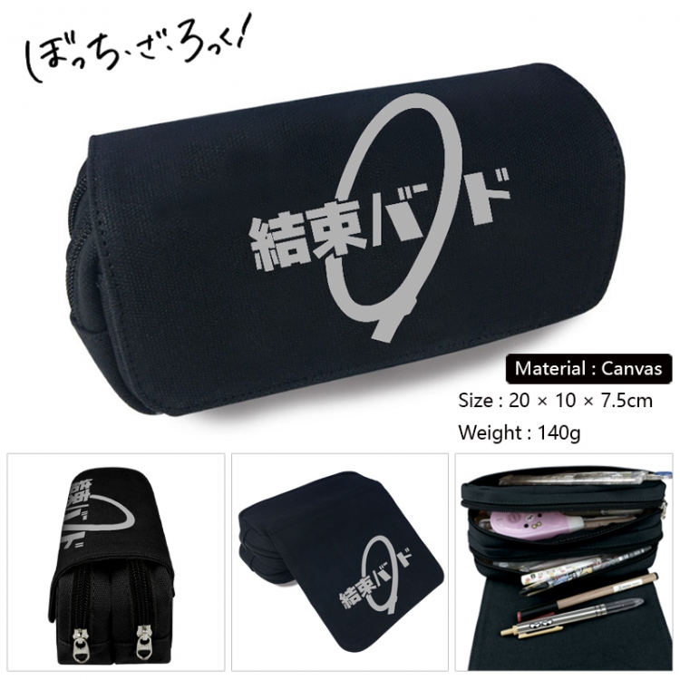 BOCCHI THE ROCK! Anime Multi-Function Double Zipper Canvas Cosmetic Bag Pen Case 20x10x7.5cm