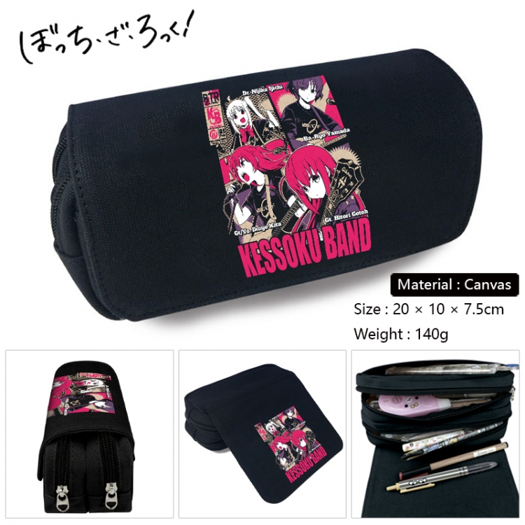 BOCCHI THE ROCK! Anime Multi-Function Double Zipper Canvas Cosmetic Bag Pen Case 20x10x7.5cm