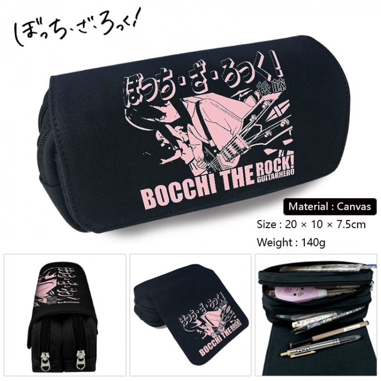 BOCCHI THE ROCK! Anime Multi-Function Double Zipper Canvas Cosmetic Bag Pen Case 20x10x7.5cm