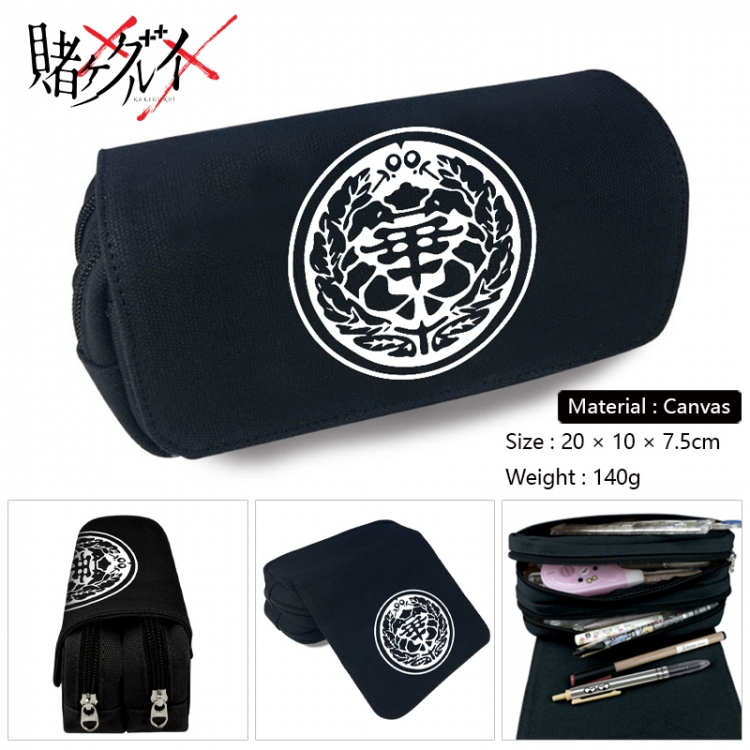 Kakegurui Anime Multi-Function Double Zipper Canvas Cosmetic Bag Pen Case 20x10x7.5cm