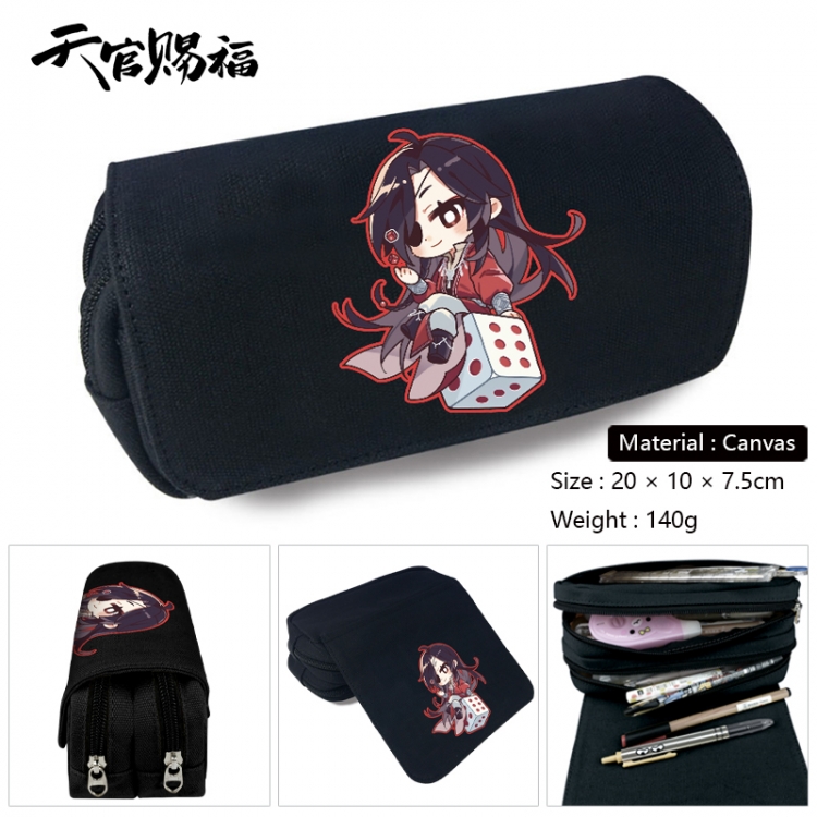 Heaven Official's Blessing Anime Multi-Function Double Zipper Canvas Cosmetic Bag Pen Case 20x10x7.5cm