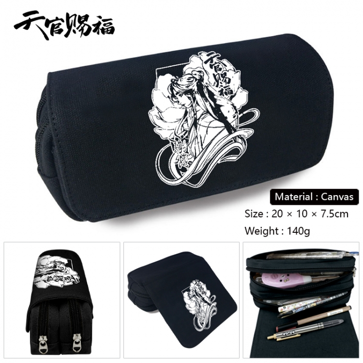 Heaven Official's Blessing Anime Multi-Function Double Zipper Canvas Cosmetic Bag Pen Case 20x10x7.5cm