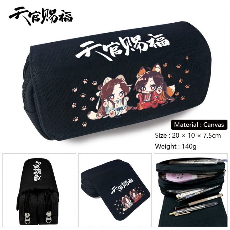 Heaven Official's Blessing Anime Multi-Function Double Zipper Canvas Cosmetic Bag Pen Case 20x10x7.5cm