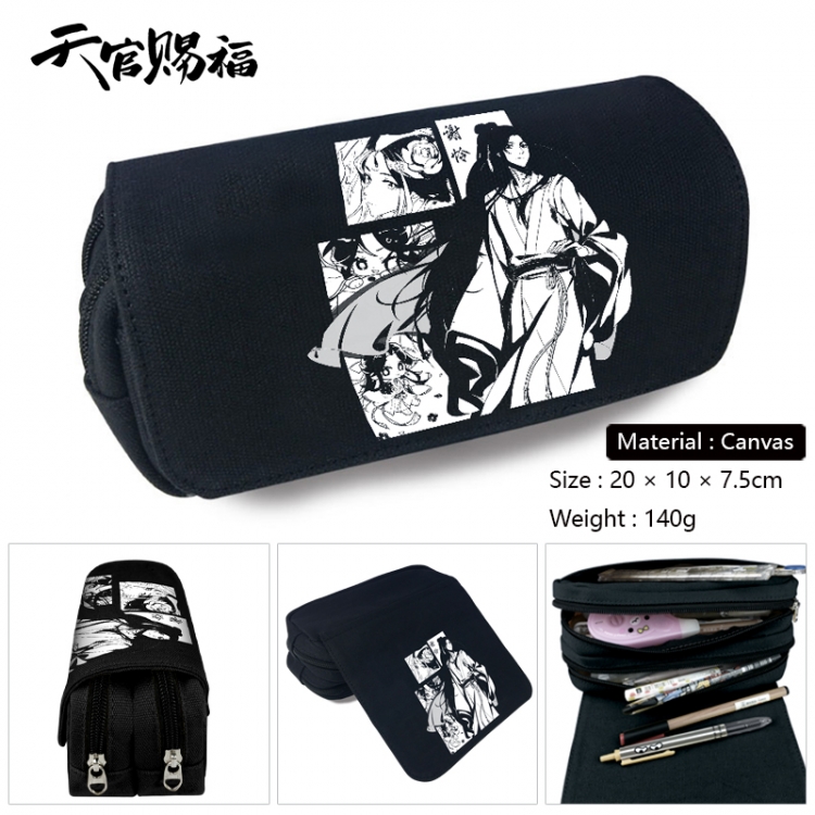 Heaven Official's Blessing Anime Multi-Function Double Zipper Canvas Cosmetic Bag Pen Case 20x10x7.5cm