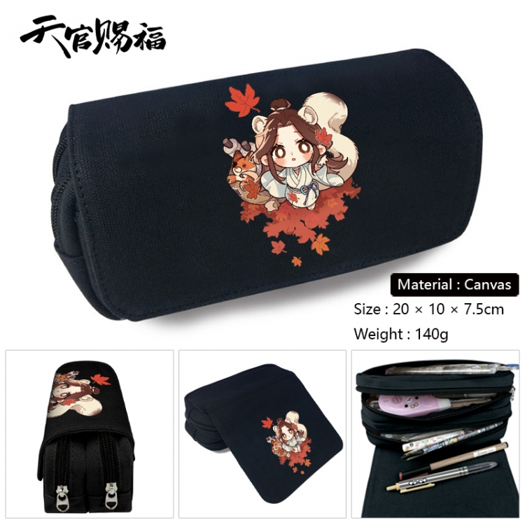 Heaven Official's Blessing Anime Multi-Function Double Zipper Canvas Cosmetic Bag Pen Case 20x10x7.5cm