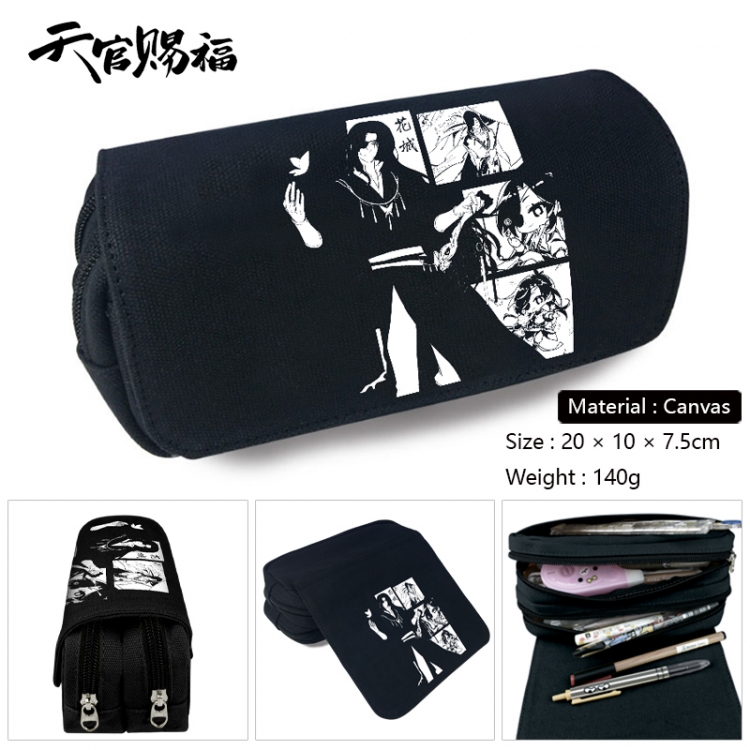 Heaven Official's Blessing Anime Multi-Function Double Zipper Canvas Cosmetic Bag Pen Case 20x10x7.5cm