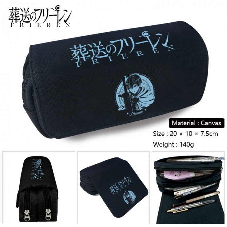 Frieren: Beyond Journey's Anime Multi-Function Double Zipper Canvas Cosmetic Bag Pen Case 20x10x7.5cm