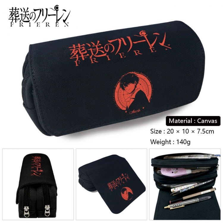 Frieren: Beyond Journey's Anime Multi-Function Double Zipper Canvas Cosmetic Bag Pen Case 20x10x7.5cm