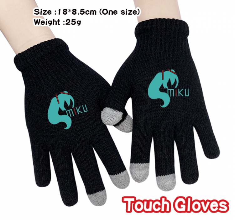 Hatsune Miku Anime touch screen knitting all finger gloves 18X8.5CM