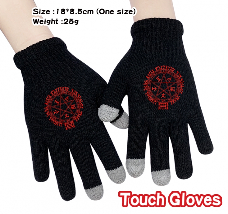 HellSing Anime touch screen knitting all finger gloves 18X8.5CM