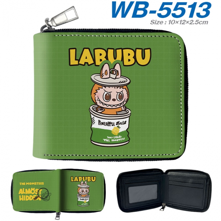 Labubu Anime color short full zip folding wallet 10x12x2.5cm wb-5513a