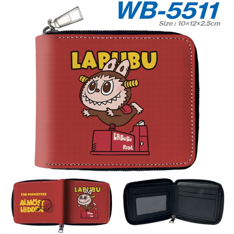 Labubu Anime color short full zip folding wallet 10x12x2.5cm wb-5511a