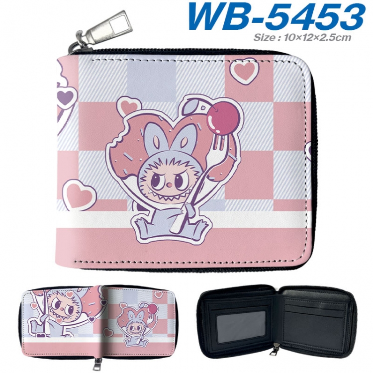 Labubu Anime color short full zip folding wallet 10x12x2.5cm wb-5453a